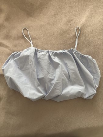 Baby Blue Summer Crop Top - Size M - Ruffle Detail 🌸