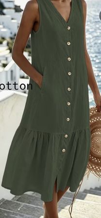 Kleid Baumwolle, V-Ausschnitt, Knopfleiste, Grösse XL neu