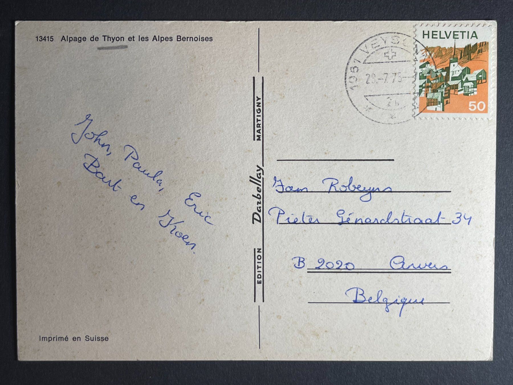 Cartoline postali: Thyon - Alpage - Vex – Usato da Steg VS venduto da _vinci_ 1