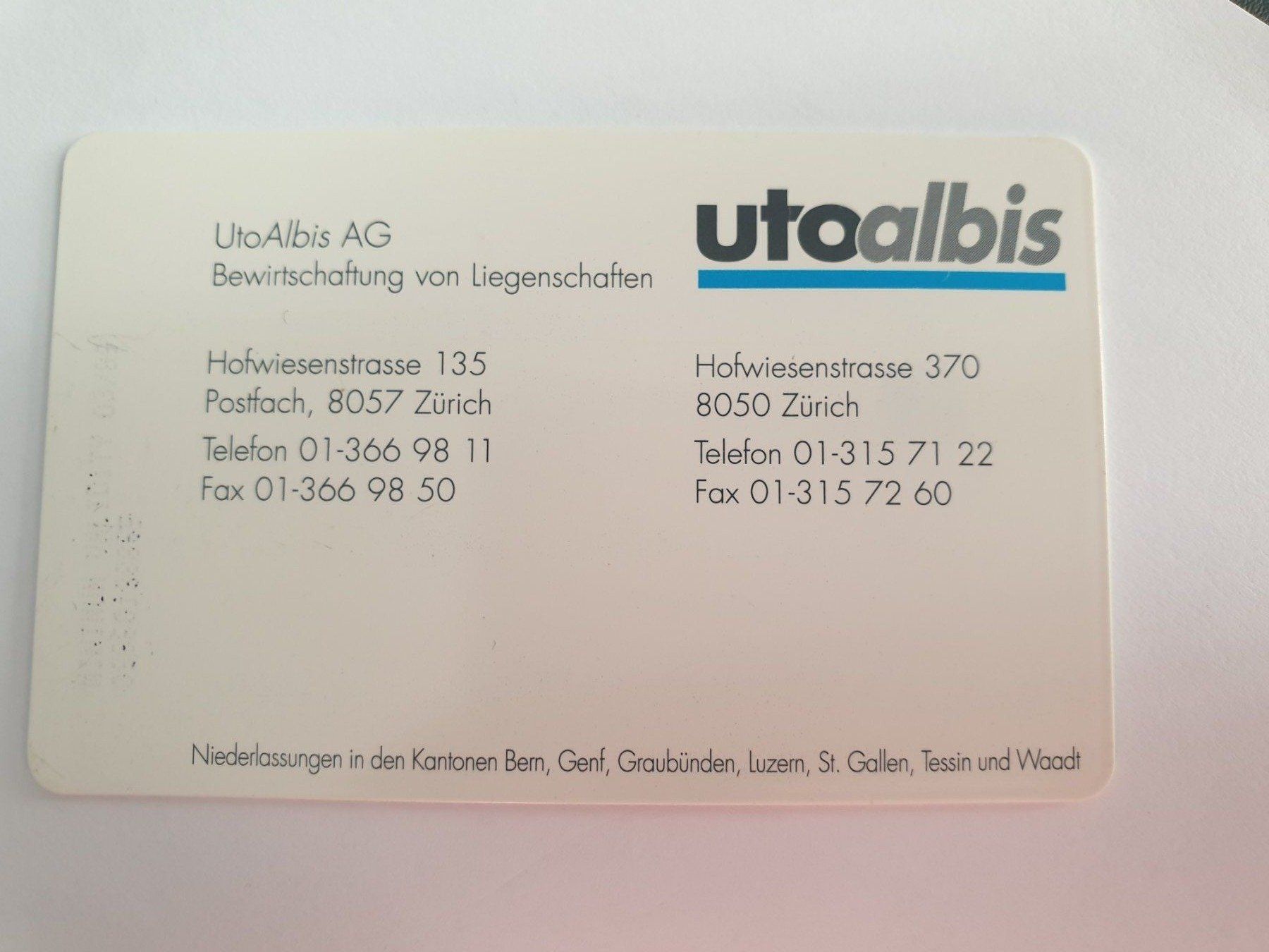 Telefon- & Taxkarten: Uto albis  AG – Gebraucht aus Rain von chesz 1