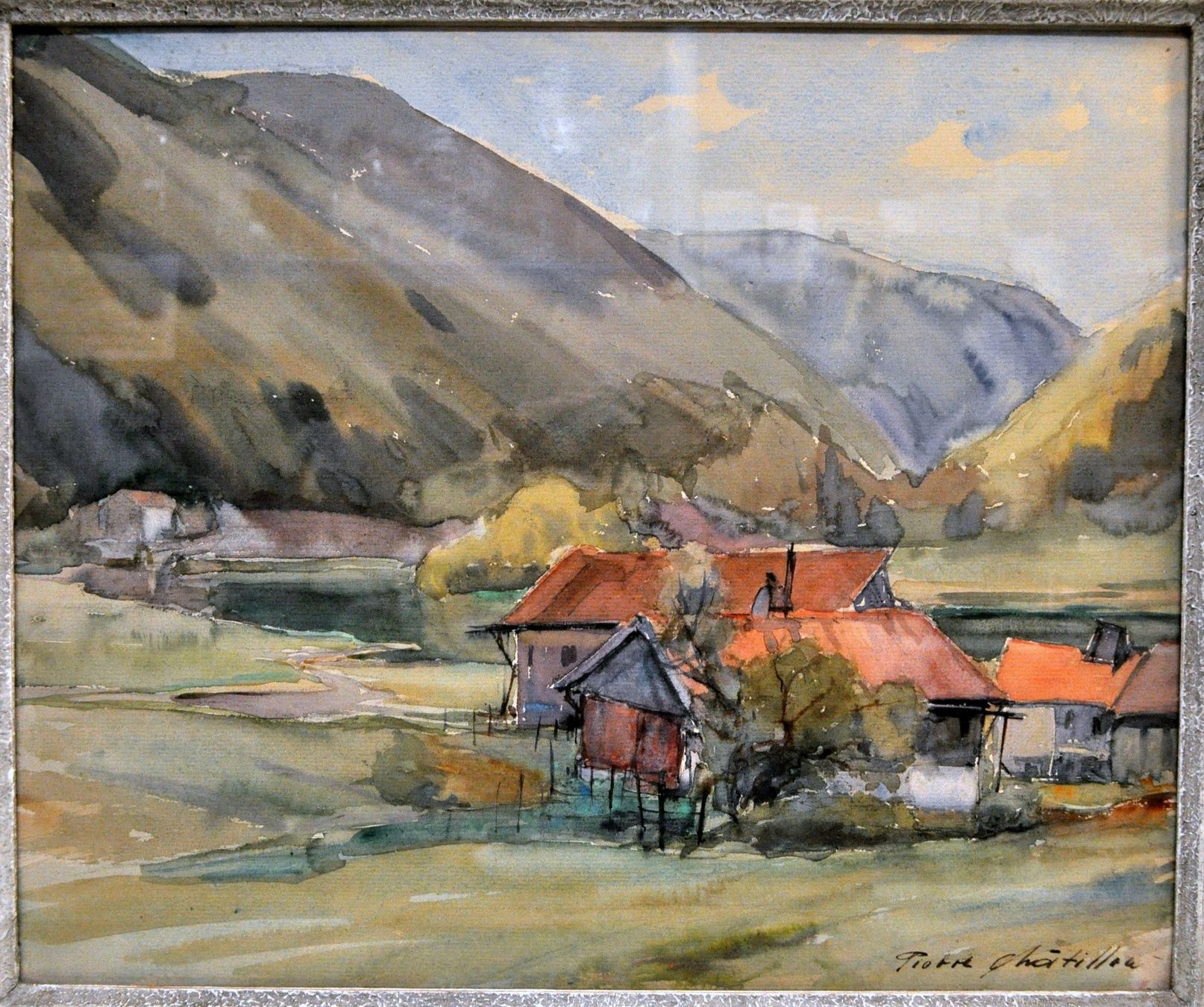 Dipinti: Aquarelle originale signée Pierre Châtillon – Usato da Neuchâtel venduto da Neuchatel 1