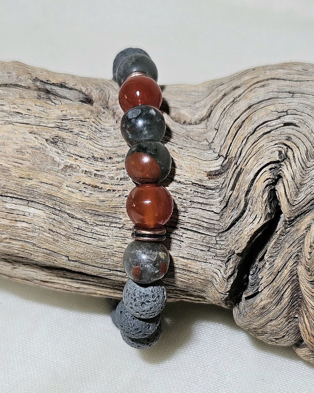 Bracciali & Braccialetti: grau-rote Lavastein Armk. - Spendenaktion – Nuovo (secondo la descrizione) da Unterkulm venduto da Nachtigall 4