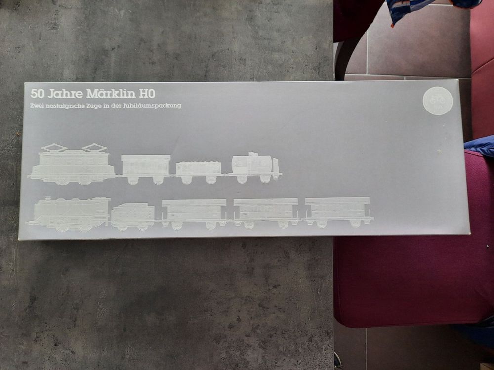 Coffret Märklin H0 0050 - 50 Ans De Märklin Avec 2 Ensembles Loco Wagons Et Voitures - Occasion
