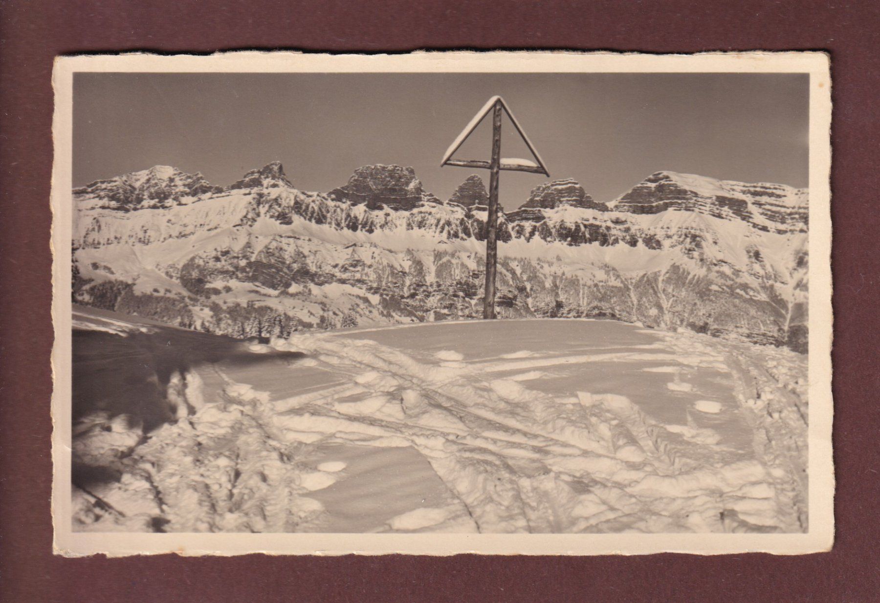 Cartoline postali: Flums - Beim MÖLSERKREUZ - Churfirsten - 1939 – Usato da Pully venduto da nicecards-shop