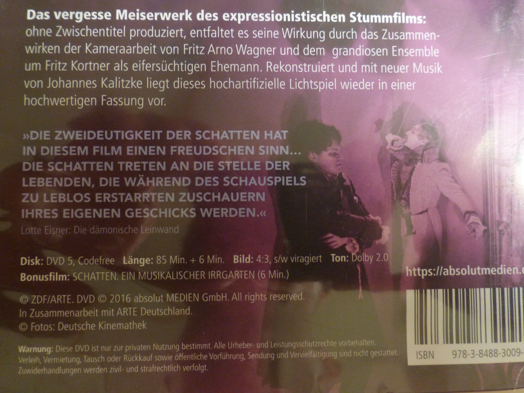 Tutti i DVDs: Schatten Eine nächtliche Halluzination DVD – Usato da Zumikon venduto da psisound 3
