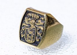18 K Gelbgold Siegelring - Ring mit Wappen - gebraucht