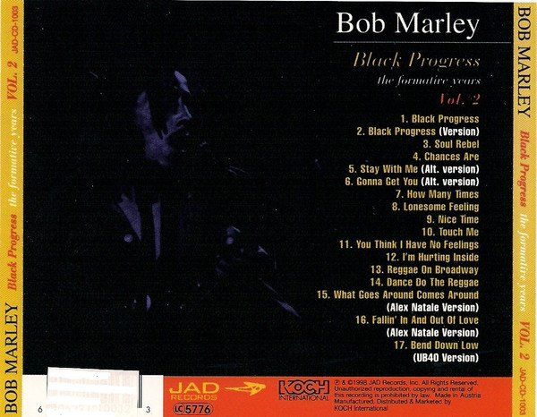 CDs: Bob Marley BLACK PROGRESS Vol.2 The Formative Years ReggaeCD – D'occasion à Kandergrund par Sososo 1