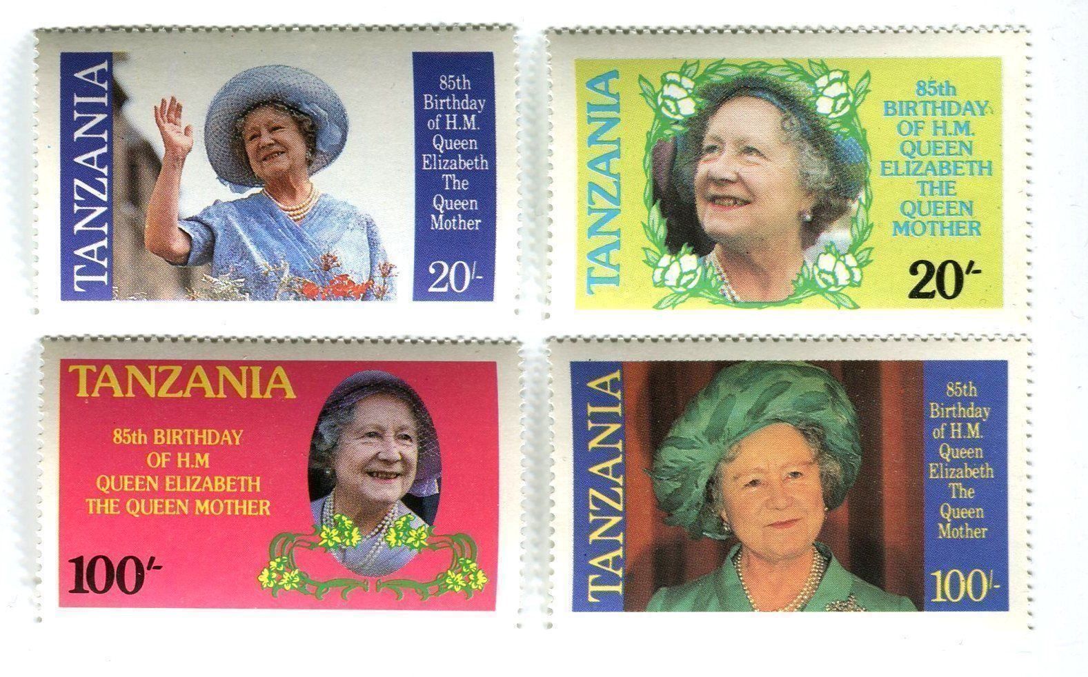 Tutti i francobolli: Briefmarken Queen Mum. Tansania. – Nuovo e nell'imballaggio originale da Basel venduto da Butsch5