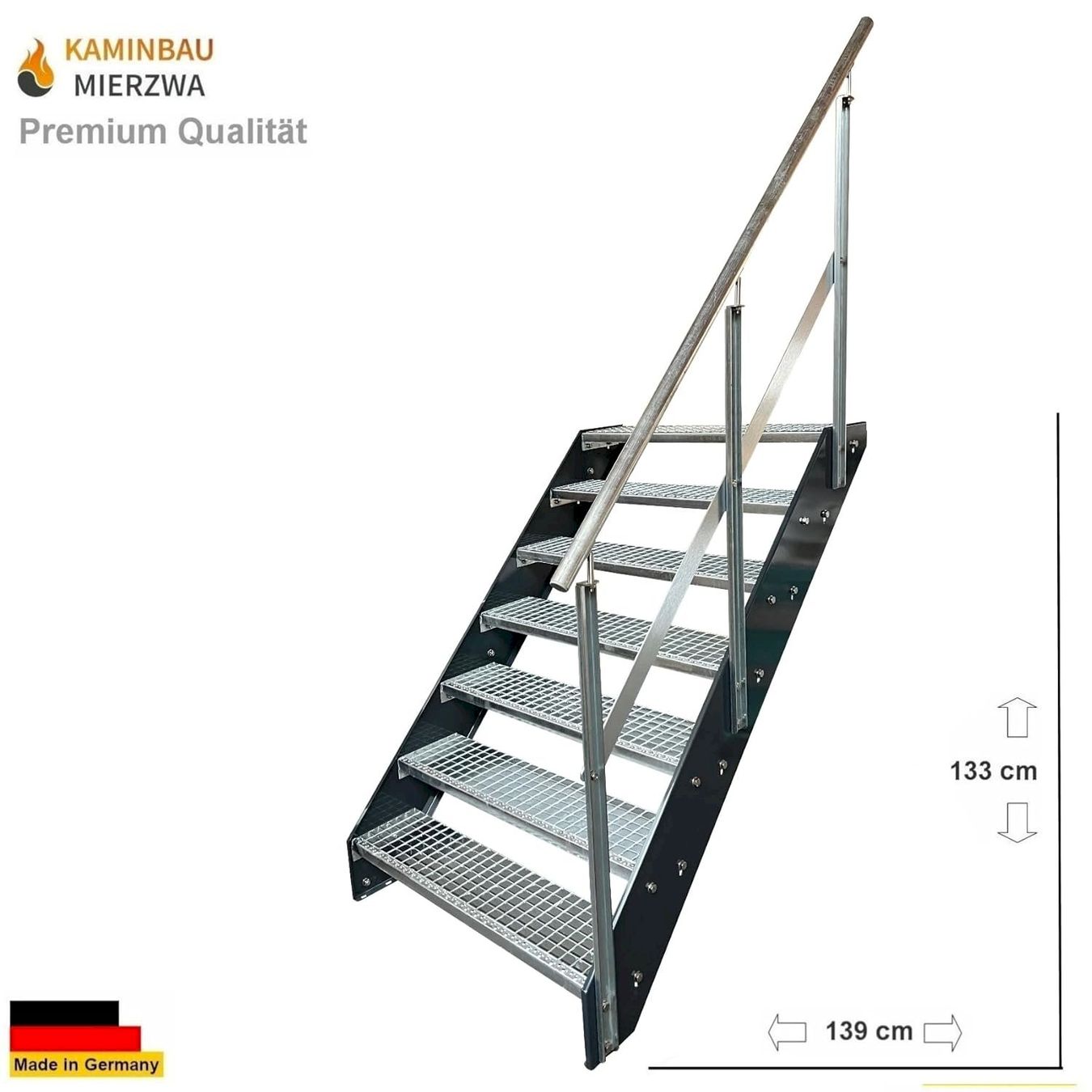 Sonstiges: Stahltreppe 7 Stufen+Geländer 80x133cm – Neu und originalverpackt aus Bottighofen von zaap 1