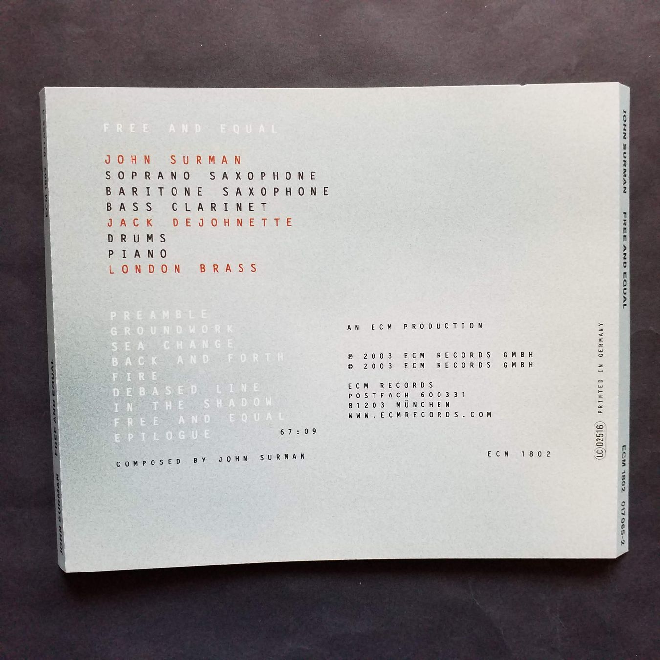 CD: JOHN SURMAN,  free and equal - 2003 cd  +++++ – Usato da Yverdon-les-Bains venduto da Jacotreut 1
