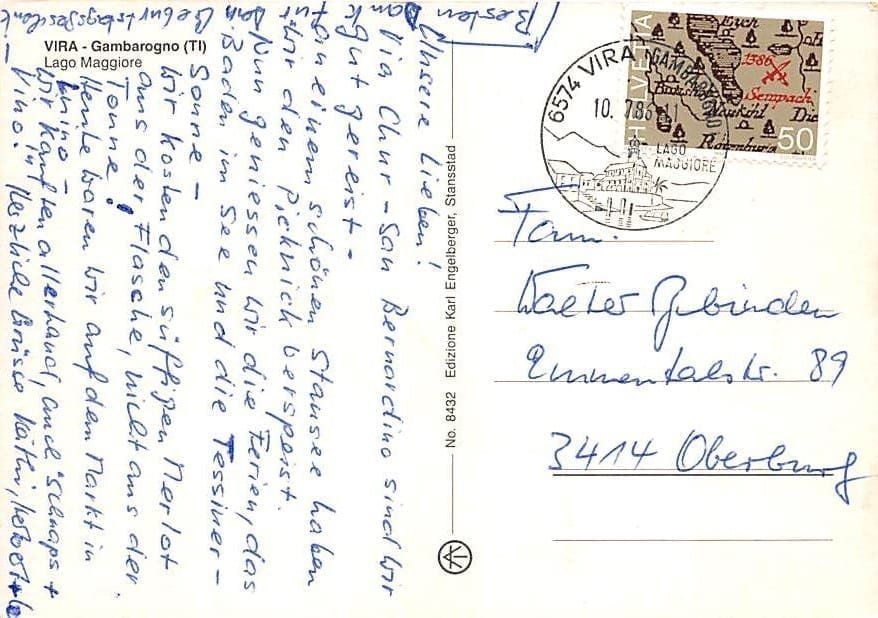 Cartoline postali: TI - Vira, Gambarogno – Usato da Ottikon b.Kemptth. venduto da Neptun1974 1