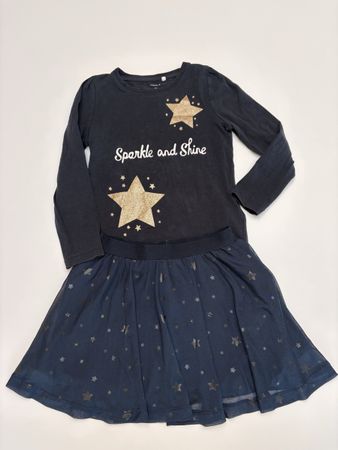 Langarm Shirt und Tuturock mit Sternen Grösse 104, Name it
