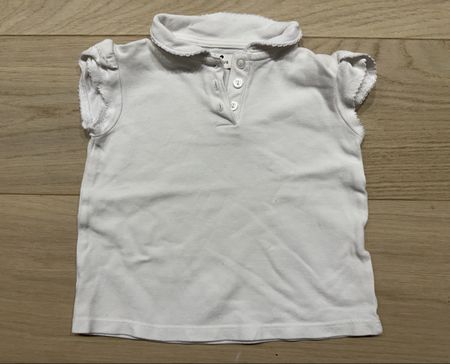 Joli t-shirt polo Cyrillus blanc fille 4 ans col Claudine