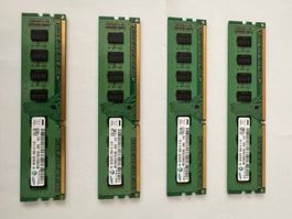 4x Samsung PC3-10600U DDR3 4GB RAM Riegel M378B5273CHO-CH9