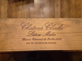 Weinkiste aus Holz, Baron Edmond de Rotschild, 1980, Deko