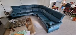 Ecksofa Leder Blau in sehr gutem Zustand zu verkaufen