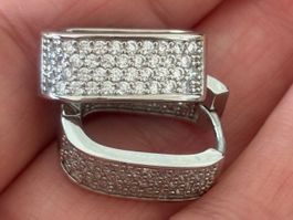 Luxus Elegante Ohrschmuck Ohrstecker Farbe: Silber / weiss