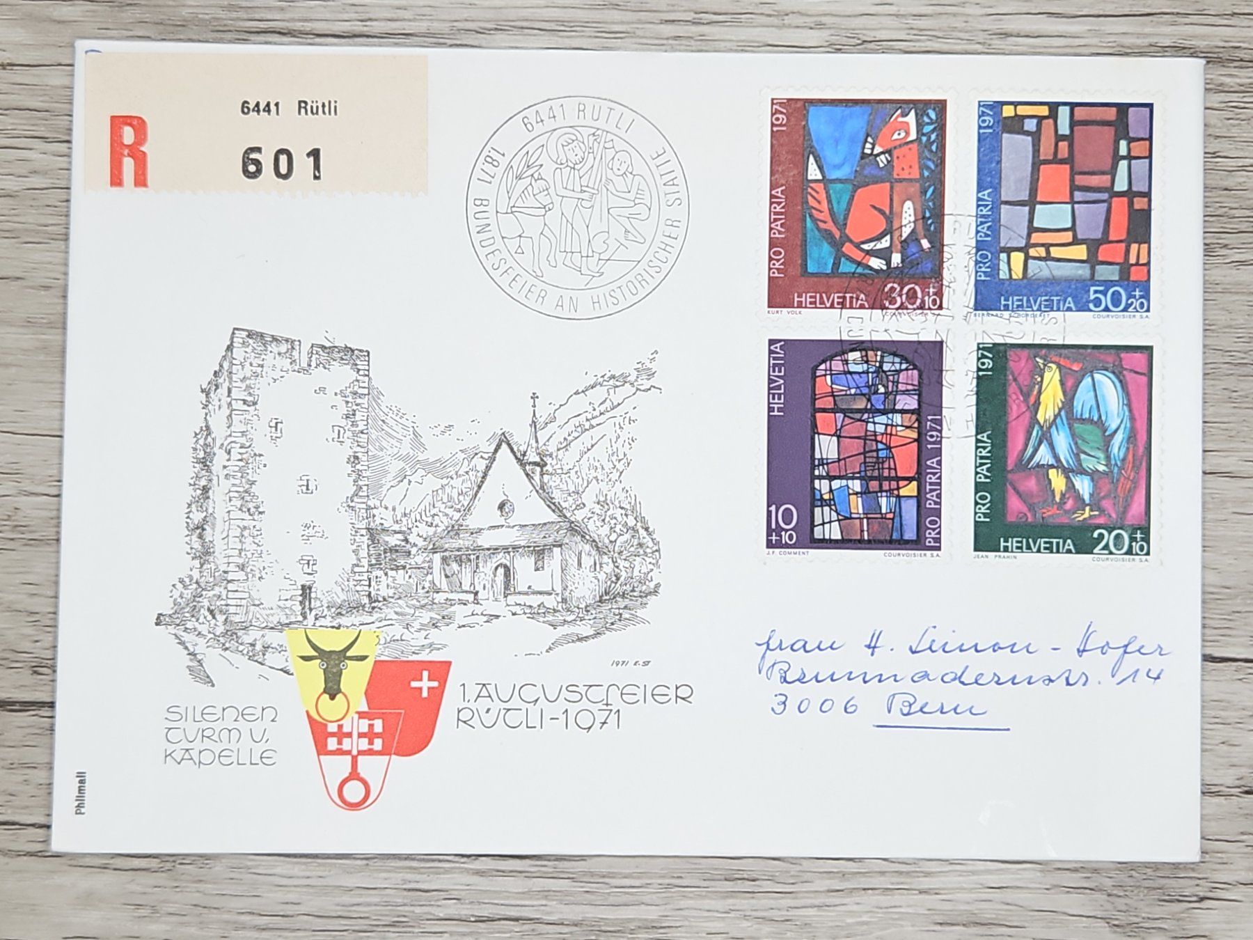 Tutti i francobolli: CL17 Enveloppe + Timbre Suisse 1971 – Usato da Cousset venduto da Patrick_Collections