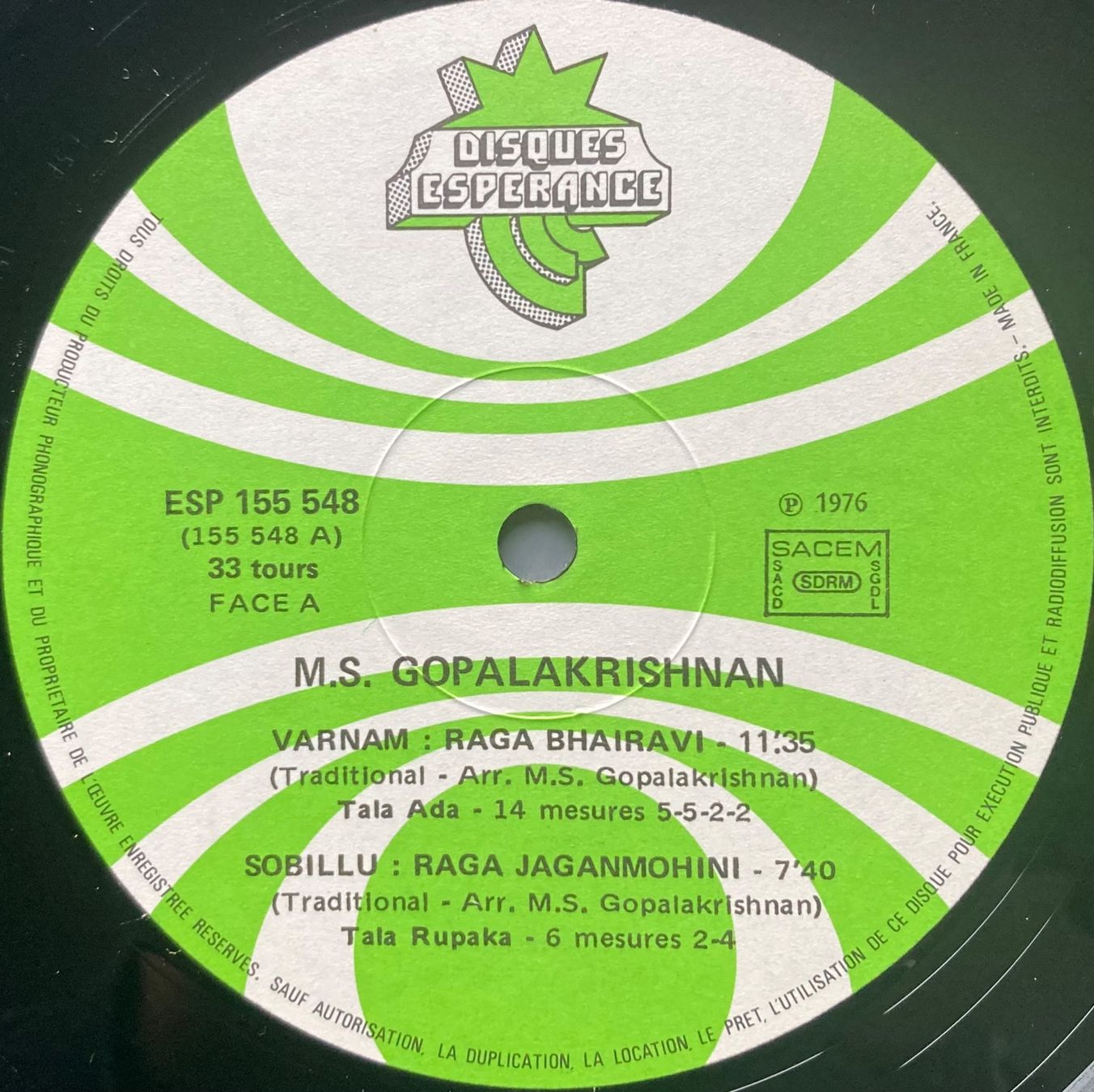 Dischi in vinile: M. S. GOPALAKRISHNAN - LE VIOLON DE M. S. GOPALAKRISHNAN – Usato da Poliez-Pittet venduto da Newtown-Records 2