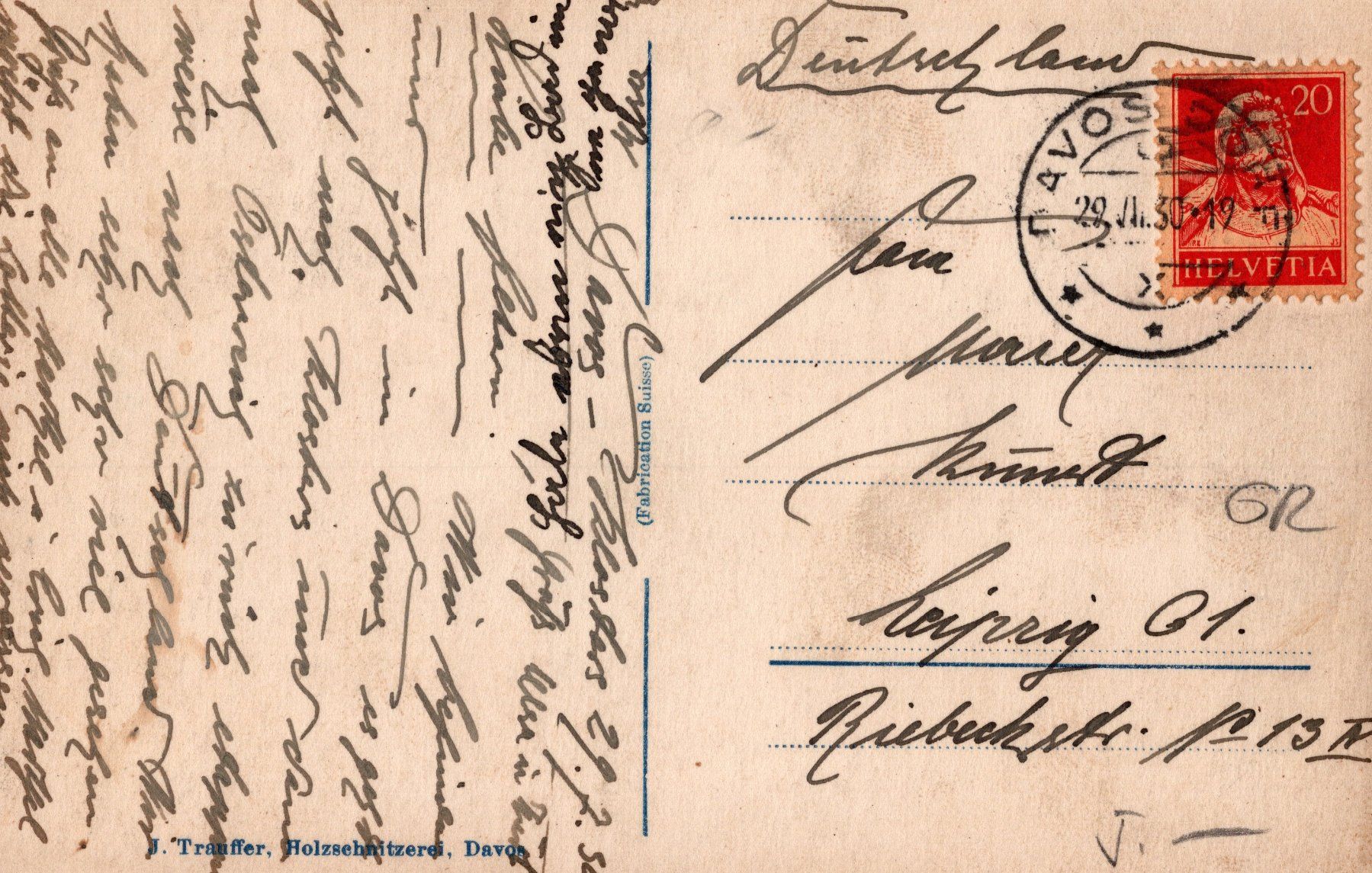 Cartoline postali: 0040 - Postkarte / Ansichtskarte - Davos Davosersee – Usato da Reinach BL venduto da Boston-Verkauf 1
