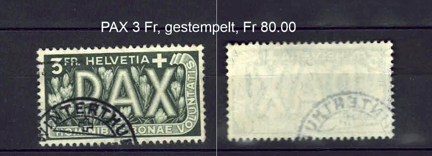 Tutti i francobolli: Schweiz PAX 3 Fr, gestempelt – Usato da Basel venduto da Pfefferschootte