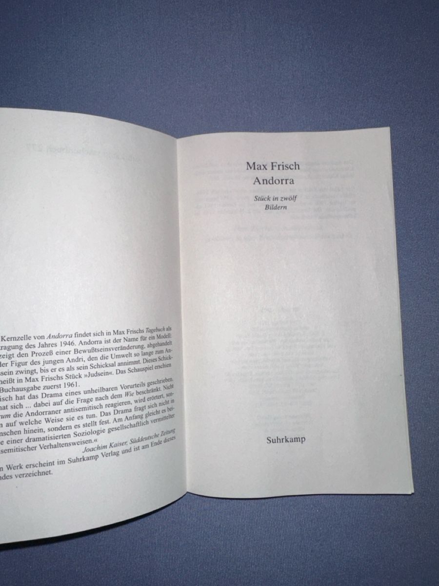 Bücher: Max Frisch Andorra - Buch – Gebraucht aus Schaffhausen von ali.brandle 2
