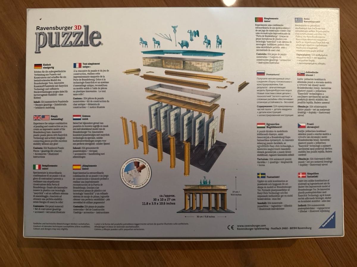 Ravensburger Puzzle: 3D Puzzle Brandenburger Tor – Usato da Menziken venduto da xirixs 2