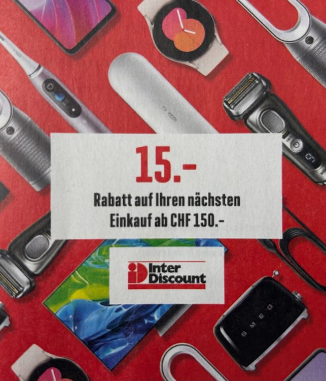 Interdiscount Fr. 15.- Gutschein (Neu und originalverpackt) in für CHF ...