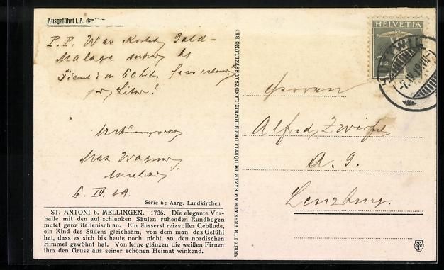 Ansichtskarten: sign. Carl Zweifel: Mellingen, Kirche St – Gebraucht aus Berlin von bartko-reher 1