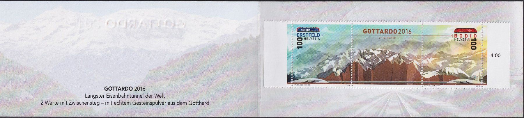 Tutti i francobolli: 2016: S115 (Markenheft) GOTTARDO postfrisch **. – Usato da Sursee venduto da Luzernerraute 1
