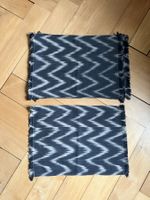 6 Stoff Tischsets schwarz-grau