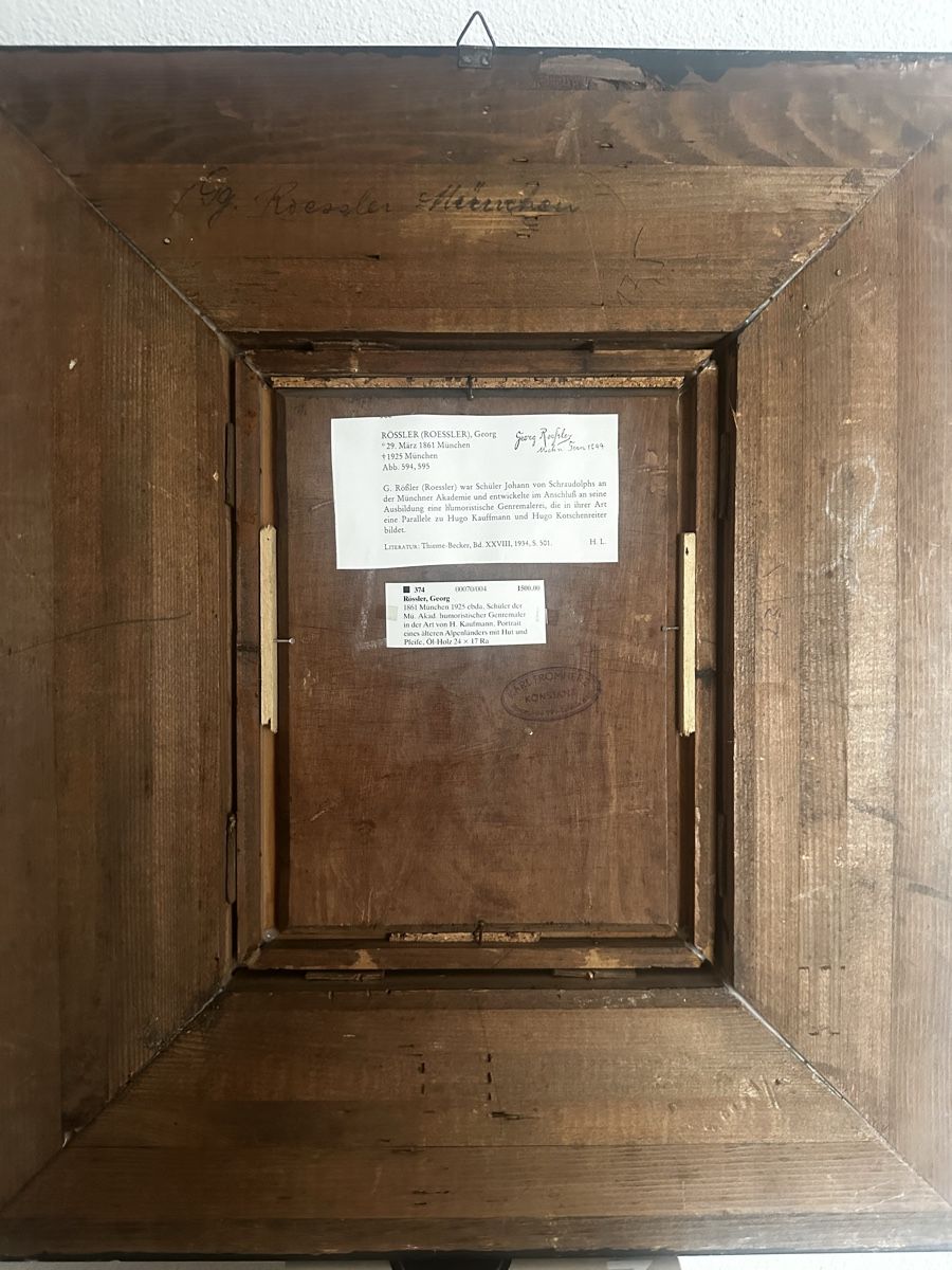 Dipinti: TOP antik Ölbild Rössler Pfeife Mann m.Expertise – Usato da Bettwiesen venduto da bos_6pkg 8