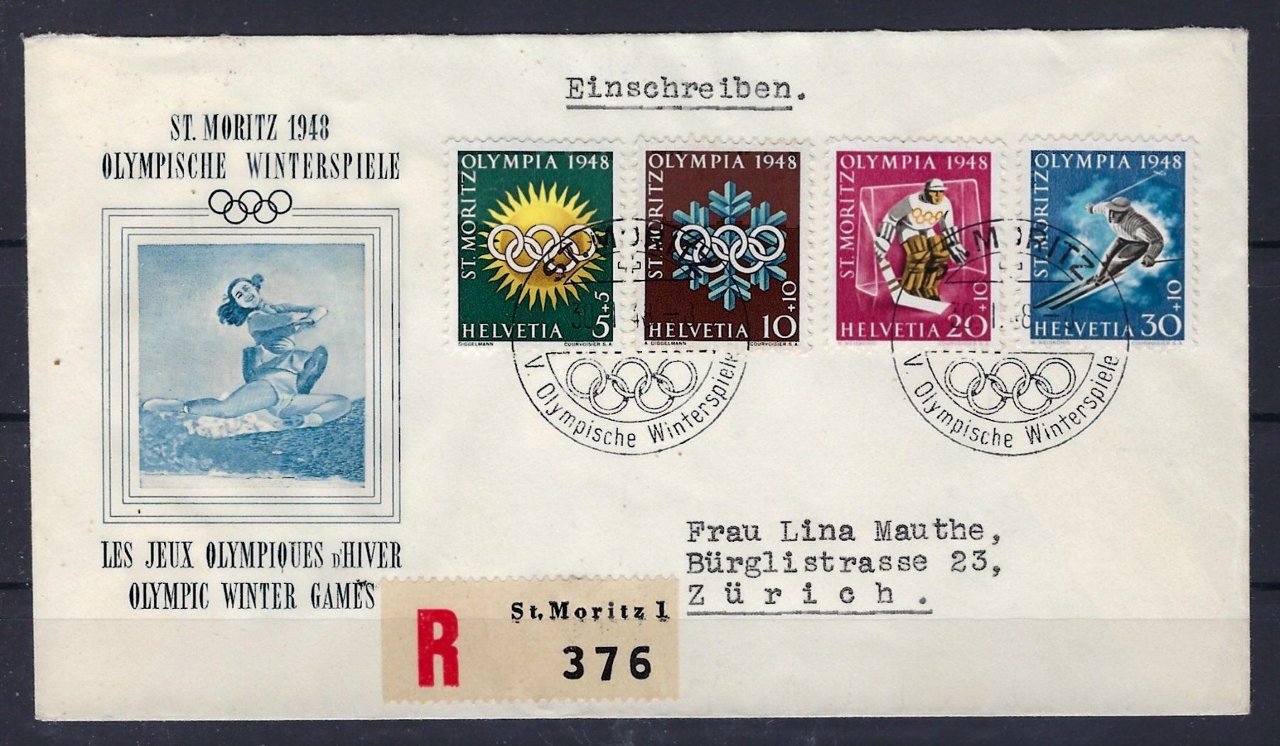 Tous les timbres: 1948 Olympia Brief St, Moritz  16054 – D'occasion à Lunden par Animus999