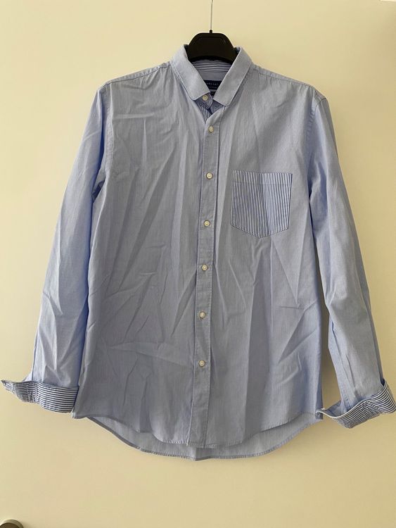 Chemise Homme Zara Man - Taille L - Gris - Coton Mixte - Occasion Très Bon état