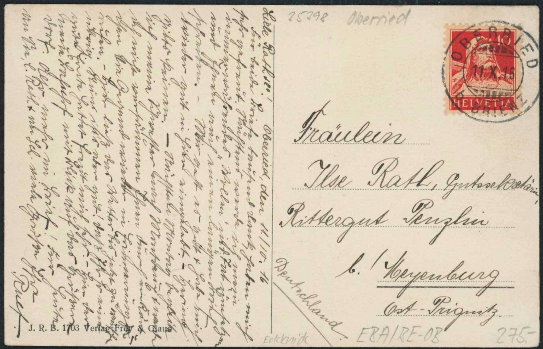 Cartoline postali: BE Oberried - Bahnhof - Bahn – Usato da Schindellegi venduto da leecollect 1