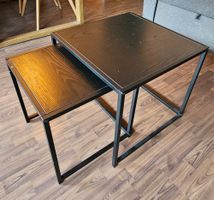 2er-Set Couchtisch Beistelltisch Schwarz Industrial Metall