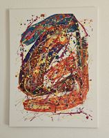 Peinture abstraite multicolore toile signée 60x80 cm