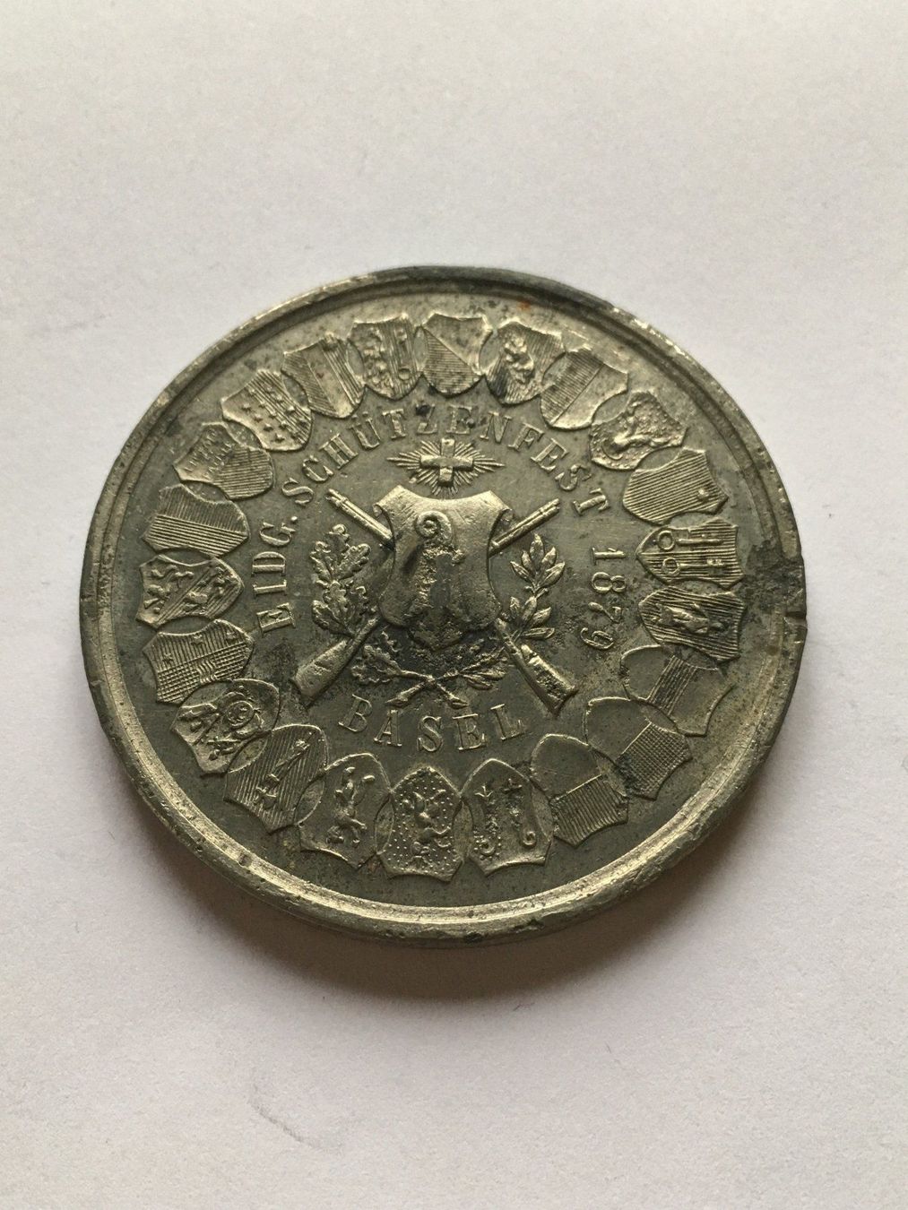 Medaglie: 1879 Medaille Eidg. Schützenfest Basel RR – Usato da Kirchberg SG venduto da Helveticus00 1