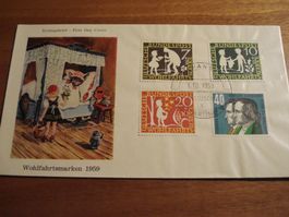 Bundespost, alter FDC 1959, Weihnachten, Gebrüder Grimm