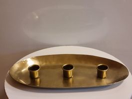 Vintage Kerzenhalter 3-flammig Messing oval