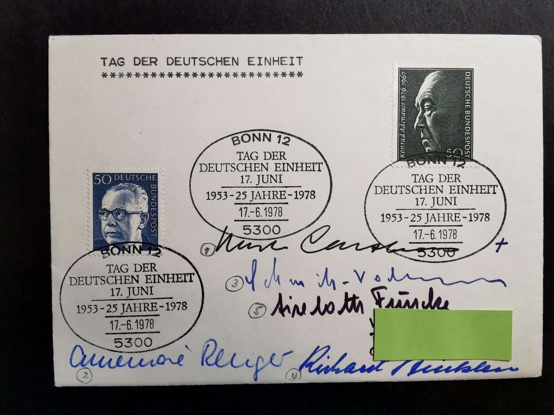 Autografi: Autogramme  Brief mit Autogrammen Tag der Deutschen Einheit – Usato da Rheineck venduto da kat_7gld