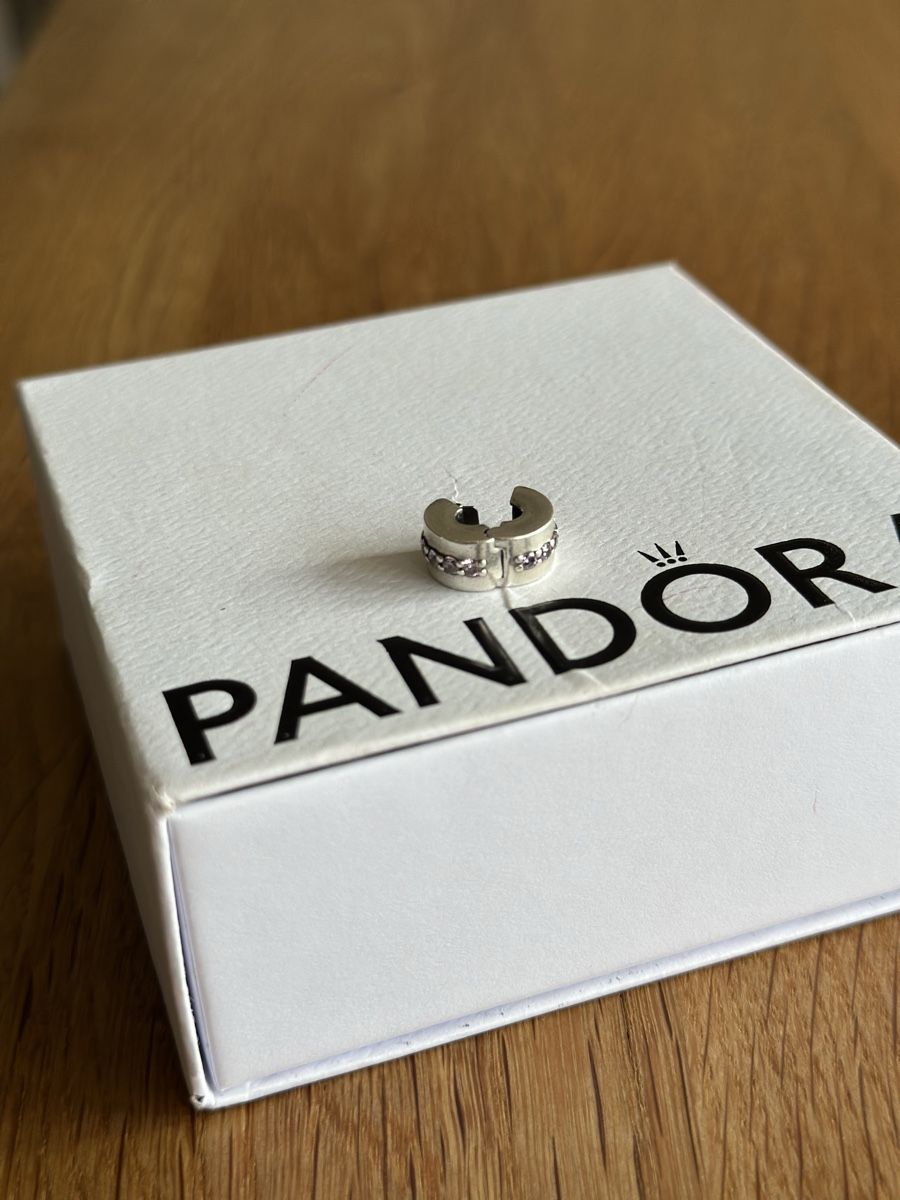 Pandora Ciondoli: Original Pandora Charm, Clip Stopper mit rosa Steinen – Usato da Zug venduto da car_fr2j 1