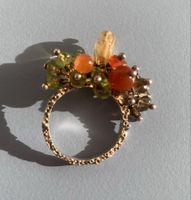 Schöner Vintage Ring mit bunten Steinen, Gr 57
