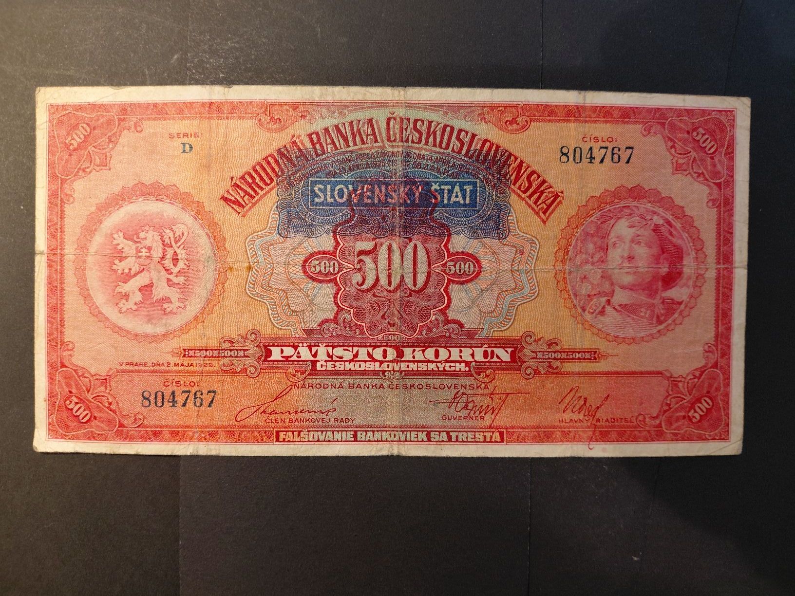 Banconote: Slowakei 500 Korun 1939 - kein Specimen – Usato da Bern venduto da scottie3014