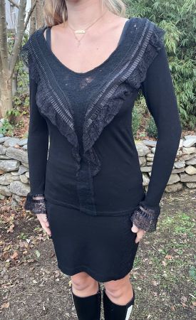 Chic Polover-cachemire e pizzo👌tgM/L👌feste👌autunno