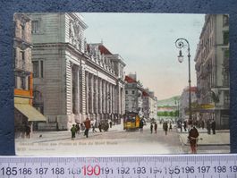 GENEVE HOTEL DES POSTES RUE DU MONT BLANC BELEBT TRAM 1907GE