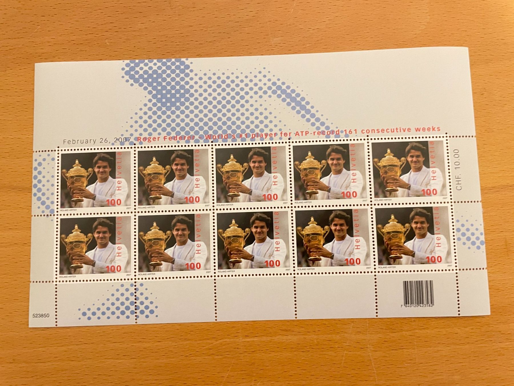 Alle Briefmarken: CH SONDERMARKE ROGER FEDERER - 10 X 1 FRANKEN – Neu (gemäss Beschreibung) aus Uhwiesen von Uhwiesen