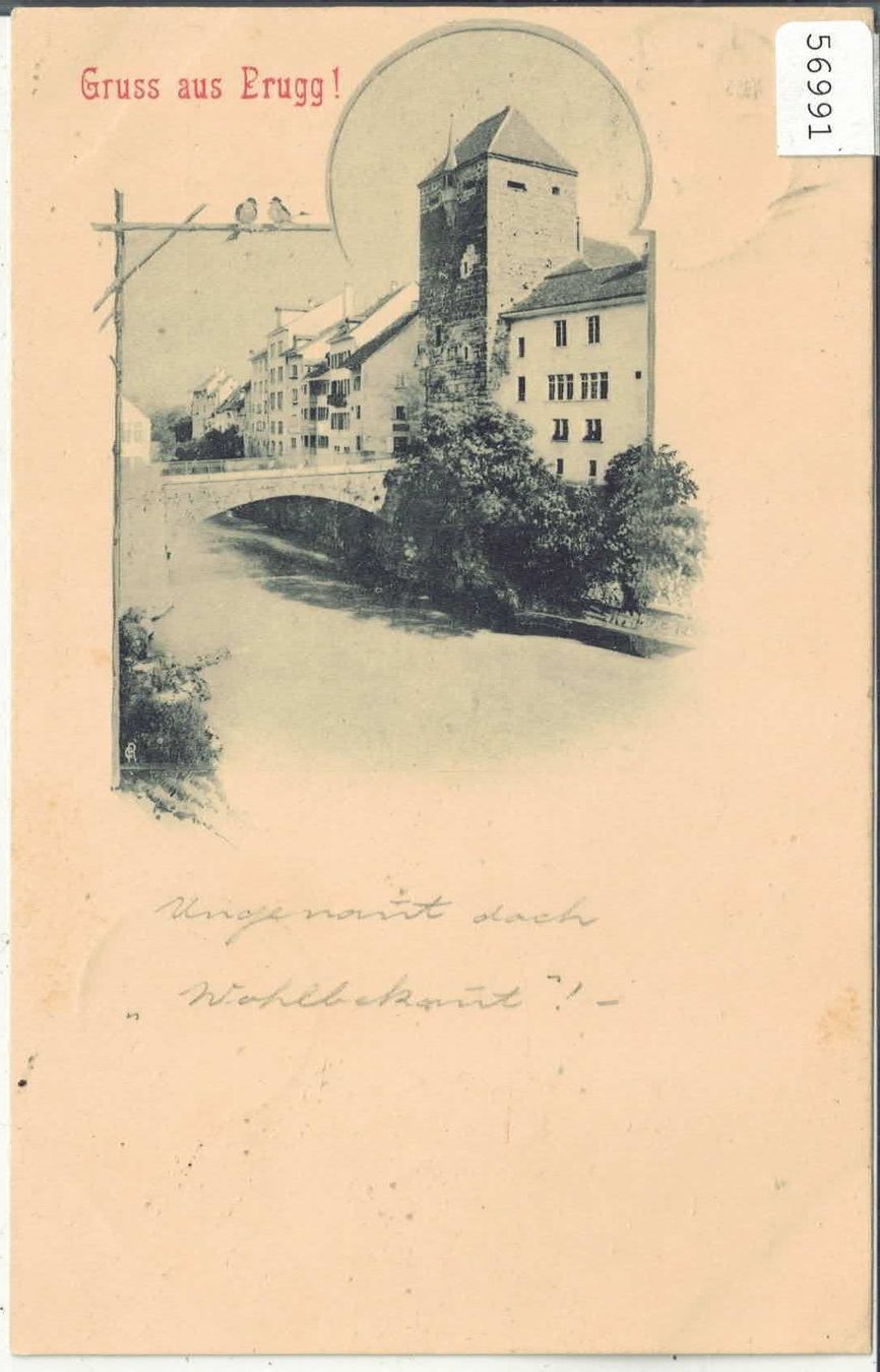 Cartoline postali: Gruss aus Brugg! 1899 – Usato da Ettingen venduto da Kartenplanet