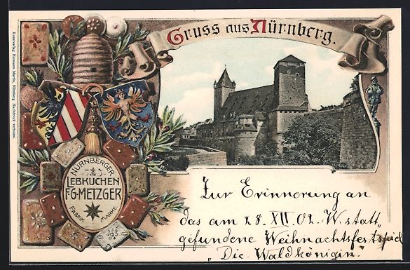 Cartoline postali: Litho Nürnberg, Nürnberger Lebkuchen,  – Usato da Berlin venduto da bartko-reher
