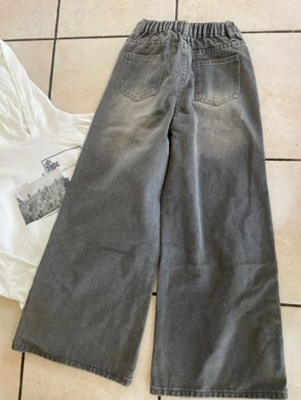 Mädchen Set Hoodie und Jeans grau Gr. 146 Top